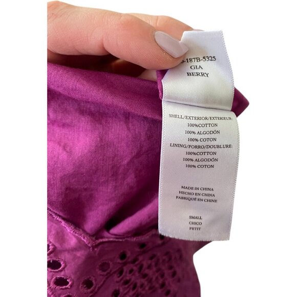 RAILS Gia Eyelet Dress in Berry 100% Cotton Boho Midi Dress Small Purple - Picture 11 of 11